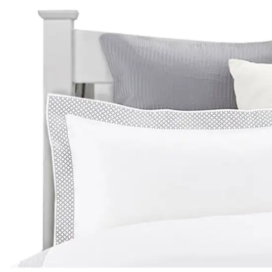 Gray and White Queen 100% Cotton 200 Thread Count Washable Duvet Cover Set Photo 4