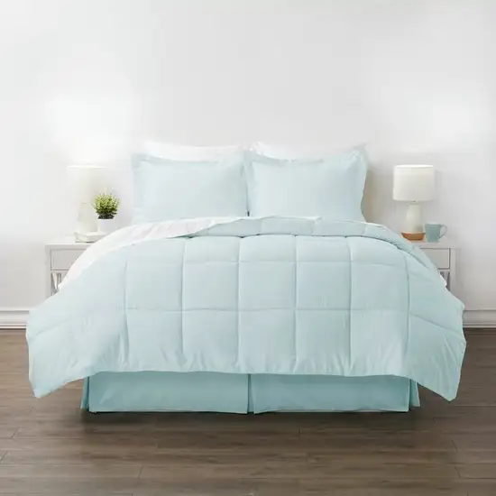 Queen Microfiber 6-Piece Reversible Bed-in-a-Bag Comforter Set in Aqua Blue Photo 1