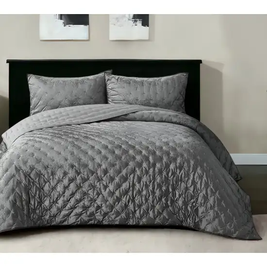 Gray Queen Polyester 220 Thread Count Washable Down Comforter Set Photo 1