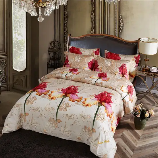 Queen Size Duvet Cover Set, 6 Piece Luxury Floral Bedding, Dolce Mela Orchid  DM722Q Photo 6