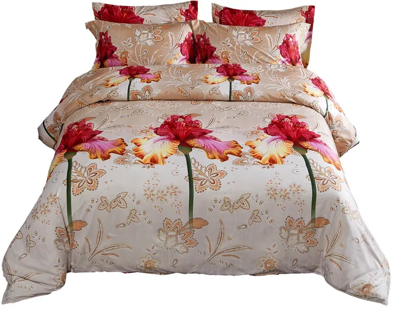 Queen Size Duvet Cover Set, 6 Piece Luxury Floral Bedding, Dolce Mela Orchid  DM722Q Photo 5