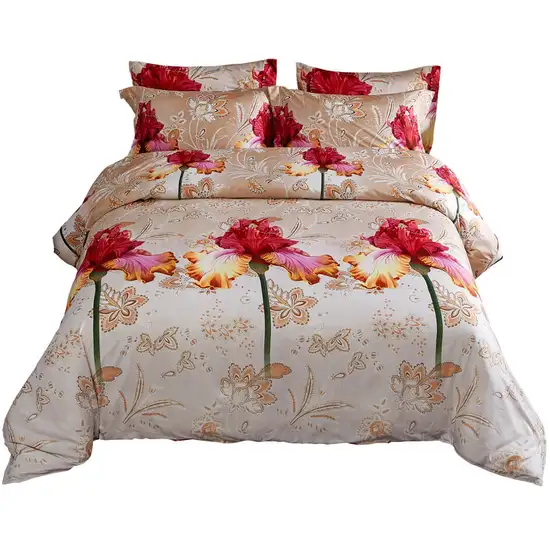 Queen Size Duvet Cover Set, 6 Piece Luxury Floral Bedding, Dolce Mela Orchid  DM722Q Photo 5