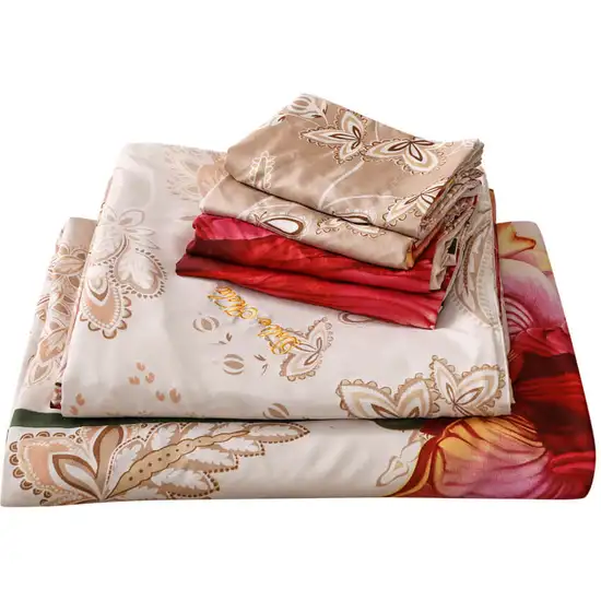 Queen Size Duvet Cover Set, 6 Piece Luxury Floral Bedding, Dolce Mela Orchid  DM722Q Photo 4