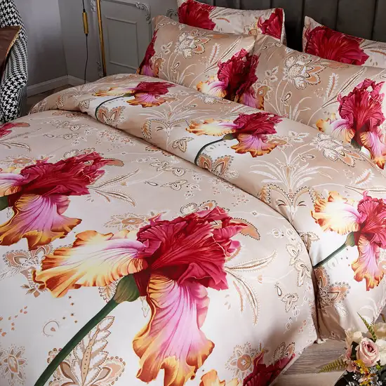 Queen Size Duvet Cover Set, 6 Piece Luxury Floral Bedding, Dolce Mela Orchid  DM722Q Photo 7