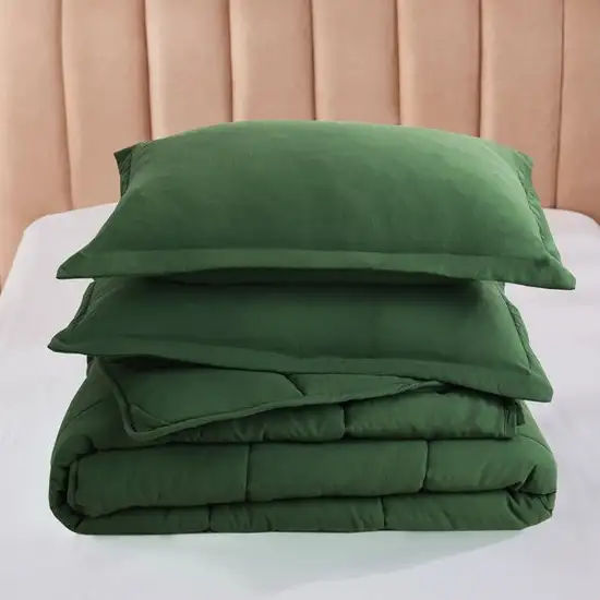 Queen Size Green 3 Piece Microfiber Reversible Comforter Set Photo 5