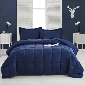 Photo of Queen Size Navy 3 Piece Microfiber Reversible Comforter Set