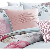 Photo of Queen Size 7 Piece Fabric Comforter Set with Floral Prints