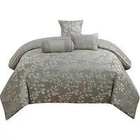 Photo of Queen Size 7 Piece Fabric Comforter Set with Leaf Prints