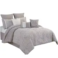 Photo of Queen Size 9 Piece Fabric Comforter Set with Medallion Prints