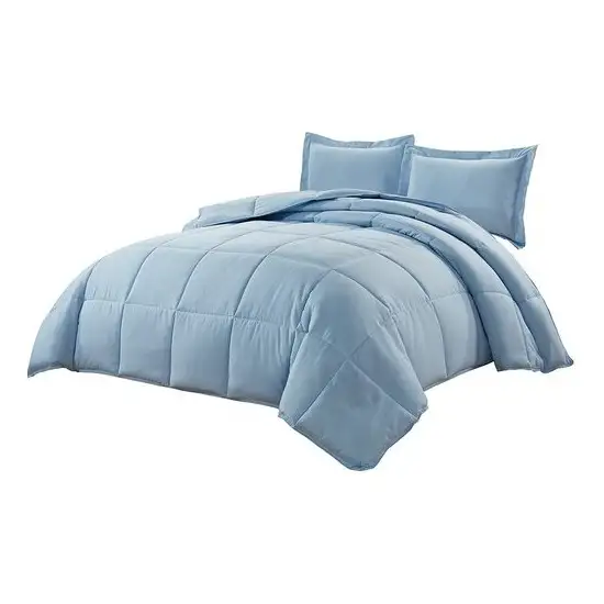 Queen Size Reversible Microfiber Down Alternative Comforter Set in Blue Photo 2