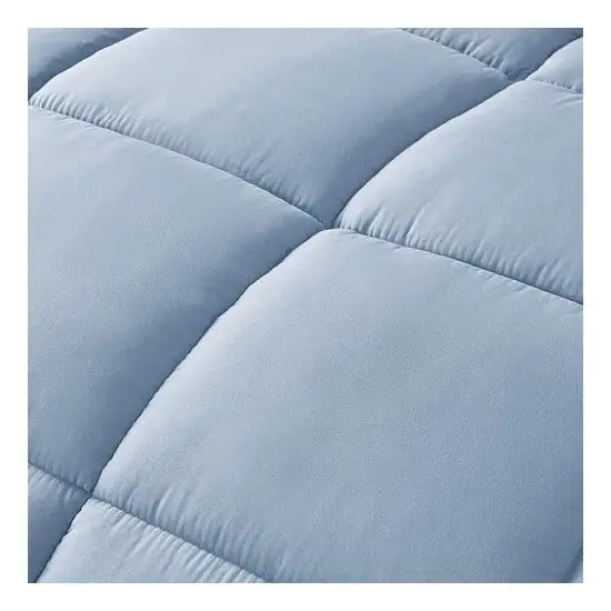 Queen Size Reversible Microfiber Down Alternative Comforter Set in Blue Photo 4