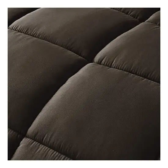 Queen Size Reversible Microfiber Down Alternative Comforter Set in Brown Photo 3