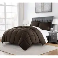 Photo of Queen Size Reversible Microfiber Down Alternative Comforter Set in Brown