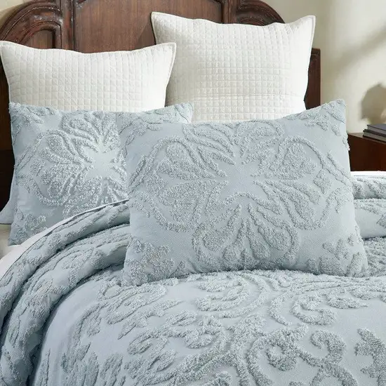 Queen size 100-Percent Cotton Chenille 3-Piece Coverlet Bedspread Set in Blue Photo 4