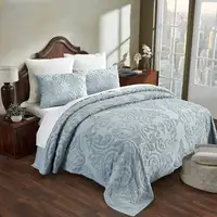 Photo of Queen size 100-Percent Cotton Chenille 3-Piece Coverlet Bedspread Set in Blue