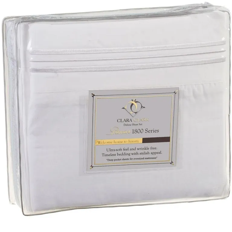 Queen size 4 Piece Sheet Set in White Microfiber Photo 2