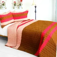 Photo of Quiet Time - 3PC Vermicelli-Quilted Patchwork Quilt Set (Full/Queen Size)