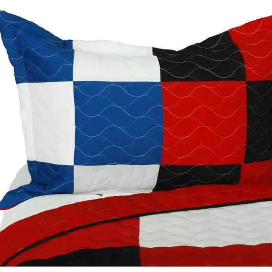 Rational Thinking -  3PC Vermicelli-Quilted Patchwork Quilt Set (Full/Queen Size) Photo 2