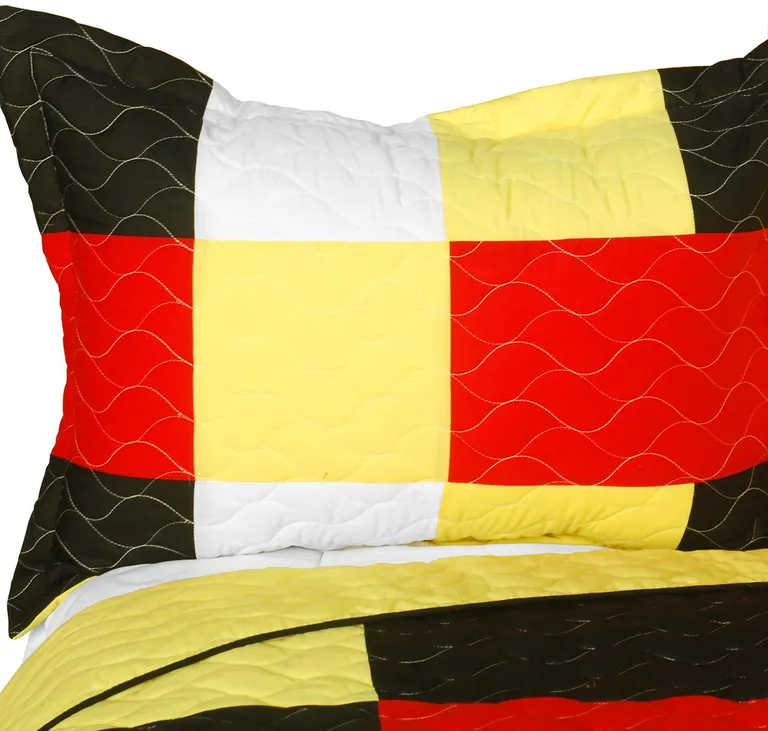 Rattlebush - Vermicelli-Quilted Patchwork Plaid Quilt Set Full/Queen Photo 2