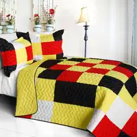 Photo of Rattlebush - Vermicelli-Quilted Patchwork Plaid Quilt Set Full/Queen
