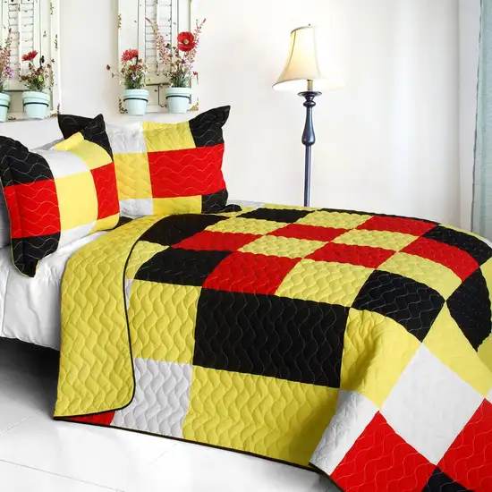 Rattlebush -  Vermicelli-Quilted Patchwork Plaid Quilt Set Full/Queen Photo 1