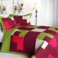 Photo of Renaissance - Vermicelli-Quilted Patchwork Plaid Quilt Set Full/Queen