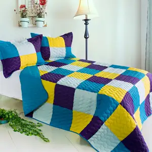 Photo of Rhapsody - 3PC Vermicelli-Quilted Patchwork Quilt Set (Full/Queen Size)