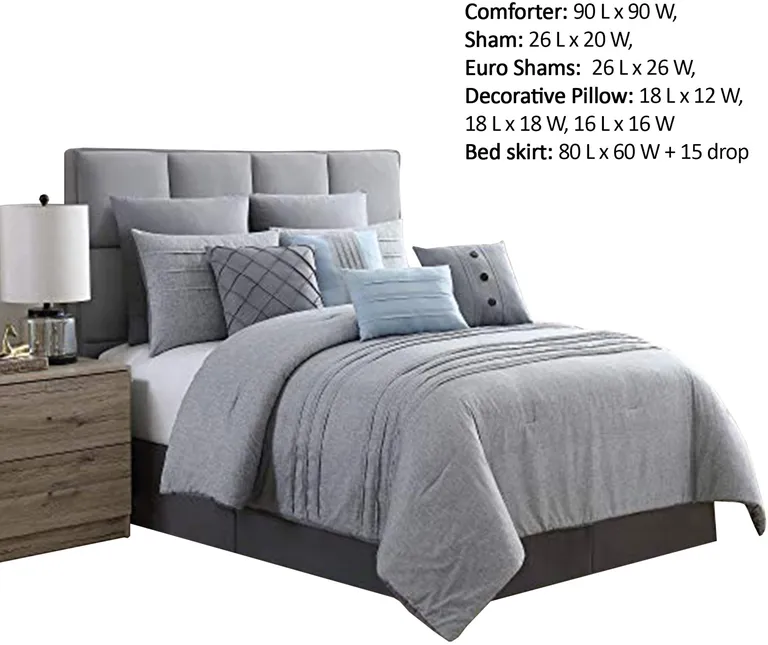 Rhodes Town Textured Print Queen Size Comforter Set with Pleats The Urban Port Photo 2