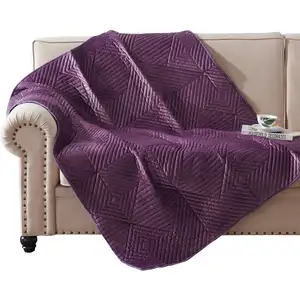 Photo of Rio 60 Inch Quilted Throw Blanket, Diamond Stitching, Dutch Velvet