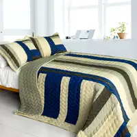 Photo of Road to Dream - 3PC Vermicelli-Quilted Patchwork Quilt Set (Full/Queen Size)