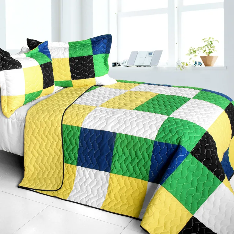 Romance of Green - 3PC Vermicelli - Quilted Patchwork Quilt Set (Full/Queen Size) Photo 1