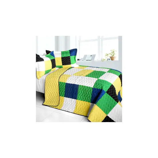 Romance of Green -  3PC Vermicelli - Quilted Patchwork Quilt Set (Full/Queen Size) Photo 2