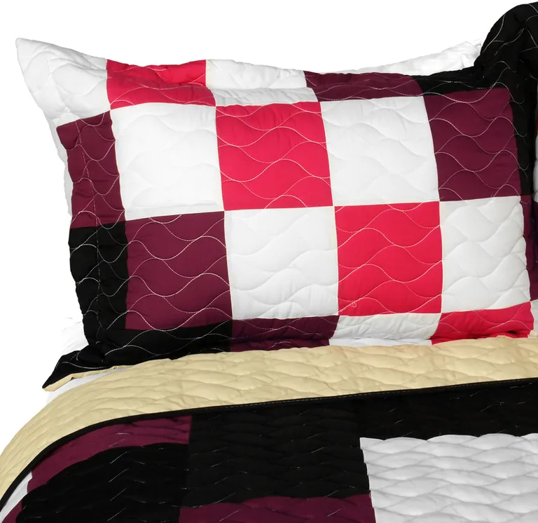 Romantic Girl - 3PC Vermicelli-Quilted Patchwork Quilt Set (Full/Queen Size) Photo 2