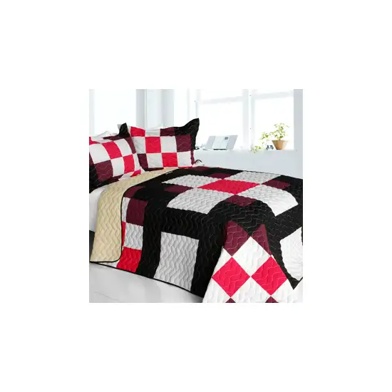 Romantic Girl -  3PC Vermicelli-Quilted Patchwork Quilt Set (Full/Queen Size) Photo 2