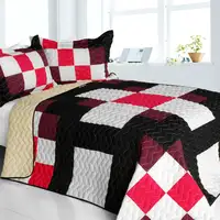 Photo of Romantic Girl - 3PC Vermicelli-Quilted Patchwork Quilt Set (Full/Queen Size)