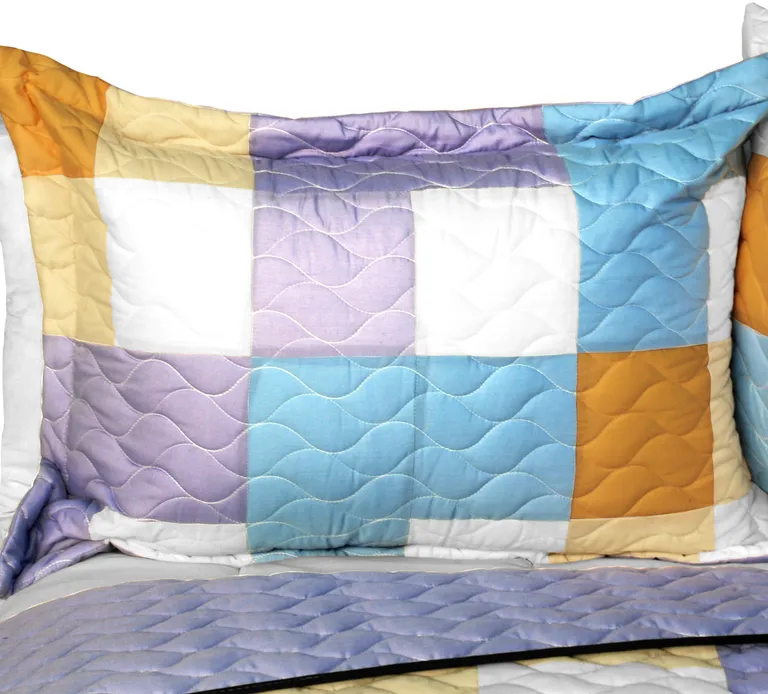 Romantic Macaron - 3PC Vermicelli - Quilted Patchwork Quilt Set (Full/Queen Size) Photo 2