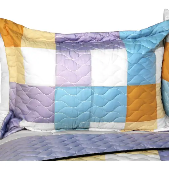 Romantic Macaron -  3PC Vermicelli - Quilted Patchwork Quilt Set (Full/Queen Size) Photo 1