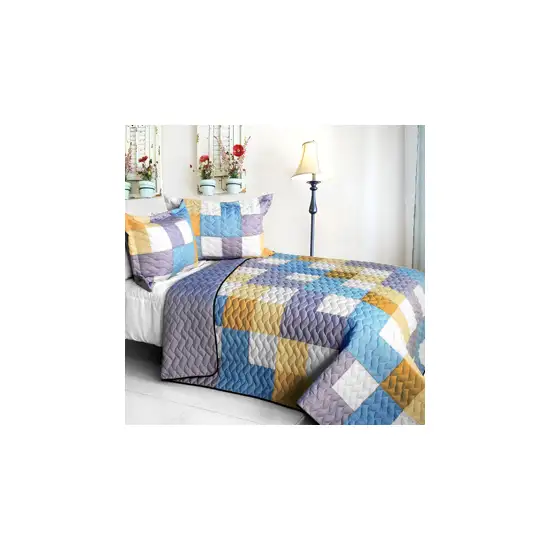 Romantic Macaron -  3PC Vermicelli - Quilted Patchwork Quilt Set (Full/Queen Size) Photo Swatch