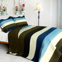 Photo of Romantic Town - 3PC Vermicelli-Quilted Patchwork Quilt Set (Full/Queen Size)