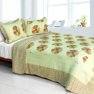 Photo of Round Midnight - Cotton 3PC Vermicelli-Quilted Patchwork Quilt Set (Full/Queen Size)