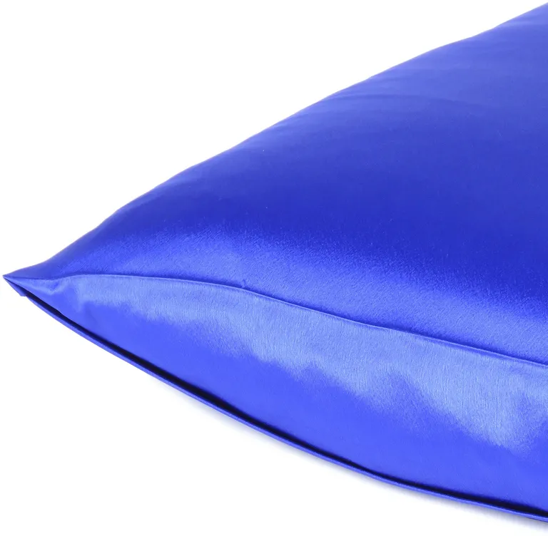 Royal Blue Dreamy Set Of 2 Silky Satin King Pillowcases Photo 5