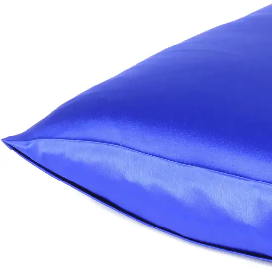 Royal Blue Dreamy Set Of 2 Silky Satin King Pillowcases Photo 5