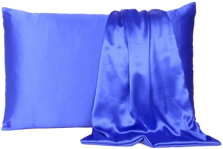 Royal Blue Dreamy Set Of 2 Silky Satin King Pillowcases Photo 1