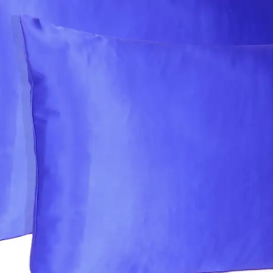 Royal Blue Dreamy Set Of 2 Silky Satin King Pillowcases Photo 6