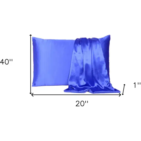 Royal Blue Dreamy Set Of 2 Silky Satin King Pillowcases Photo 8