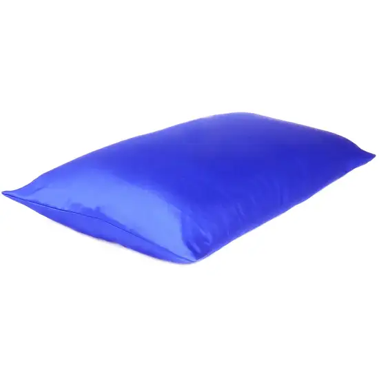 Royal Blue Dreamy Set Of 2 Silky Satin King Pillowcases Photo 3