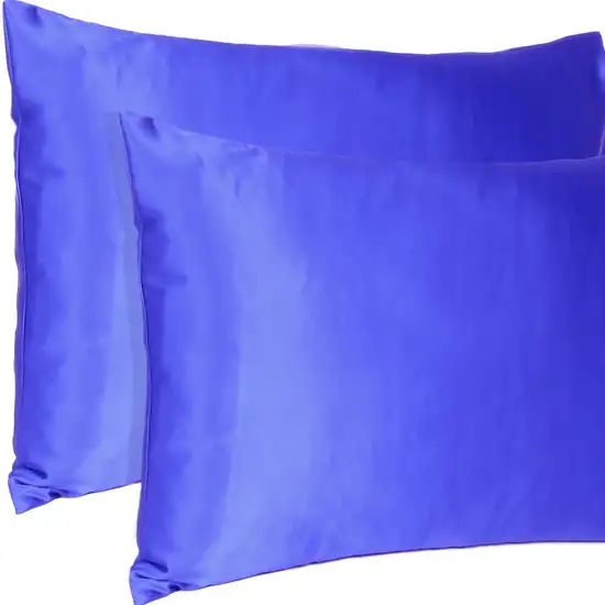 Royal Blue Dreamy Set Of 2 Silky Satin King Pillowcases Photo 7