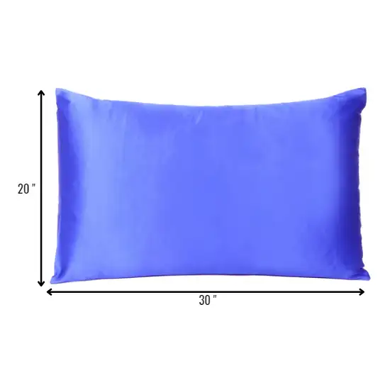 Royal Blue Dreamy Set Of 2 Silky Satin Queen Pillowcases Photo 8