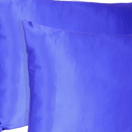 Royal Blue Dreamy Set Of 2 Silky Satin Queen Pillowcases Photo 6