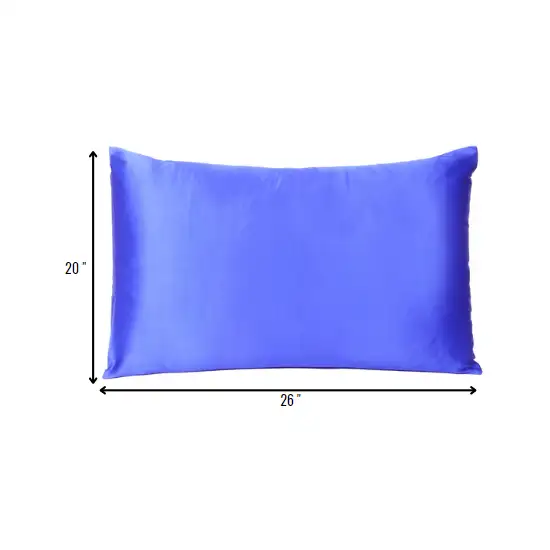 Royal Blue Dreamy Set Of 2 Silky Satin Standard Pillowcases Photo 8